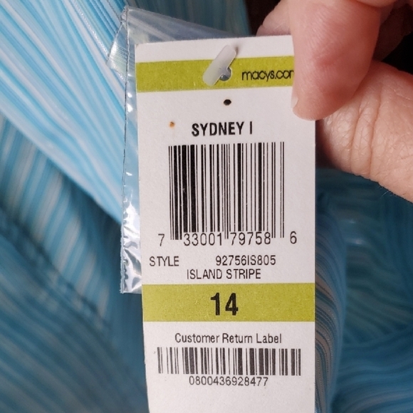 Style & Co SYDNEY Blue AND SILVER  Pinstripe Blouse with Tailored Fit 14 - Picture 3 of 7